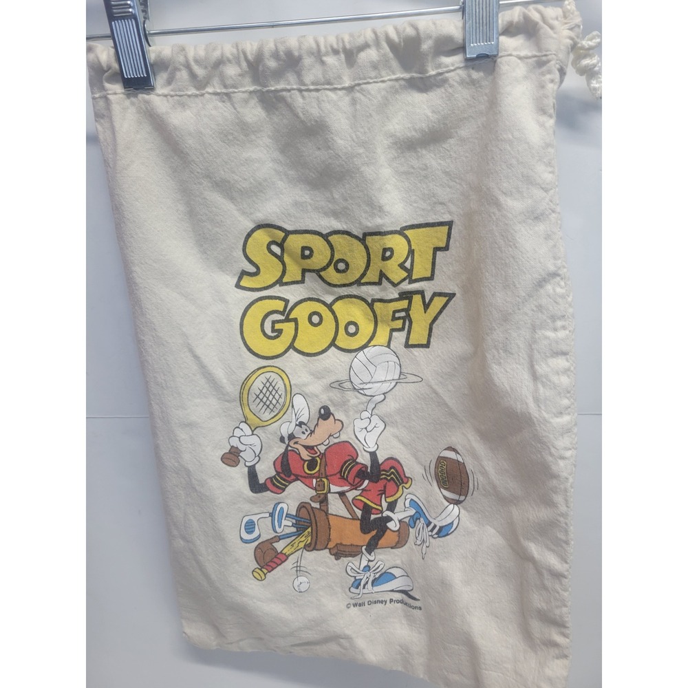 Vintage Sport Goofy Disney Eveready Canvas Drawstring Bag Made in USA‎ 16x11